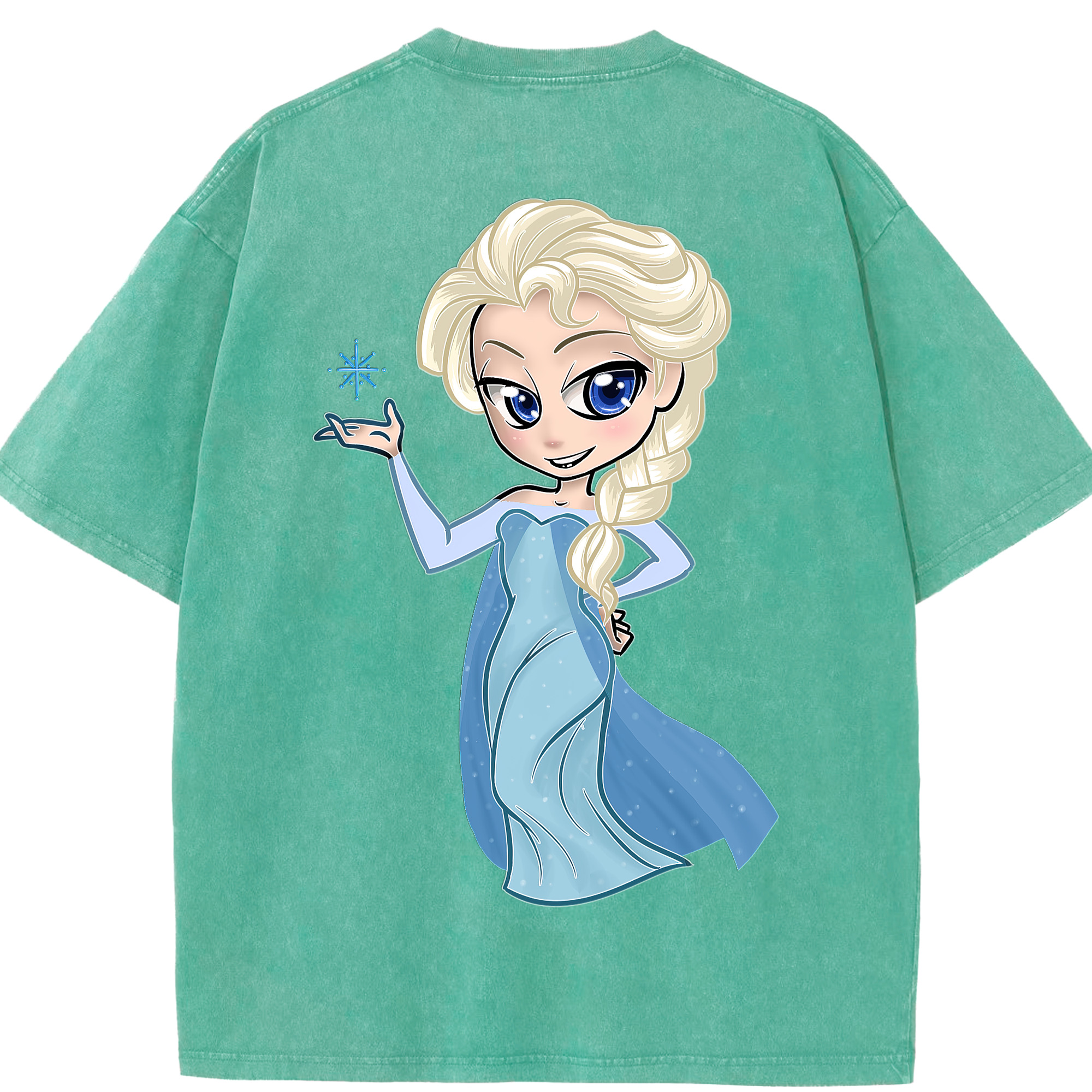 （画像用） アナと雪の女王 アンナ エルサ Frozen Anna Elsa 綿100% ヴィンテージ風 半袖Tシャツ（背面プリント）